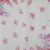 サンローラン フラワー 花柄 スカーフ ハンカチ ホワイト マルチカラー コットン レディース SAINT LAURENT 【中古】